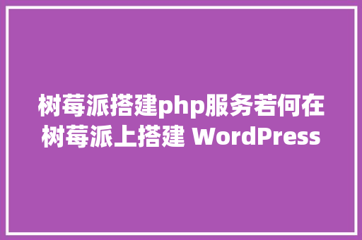 树莓派搭建php服务若何在树莓派上搭建 WordPress Python