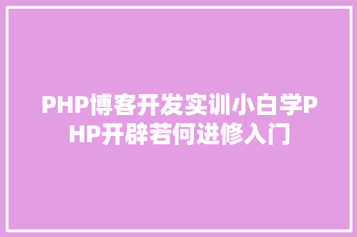 PHP博客开发实训小白学PHP开辟若何进修入门