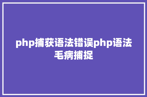 php捕获语法错误php语法毛病捕捉