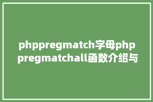 phppregmatch字母php pregmatchall函数介绍与用法 CSS