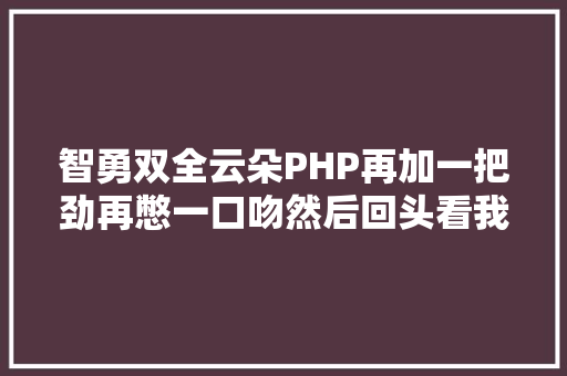 智勇双全云朵PHP再加一把劲再憋一口吻然后回头看我们是如许超出了他们的