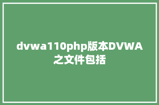 dvwa110php版本DVWA之文件包括