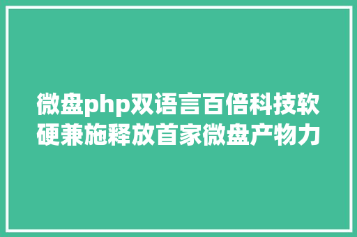 微盘php双语言百倍科技软硬兼施释放首家微盘产物力