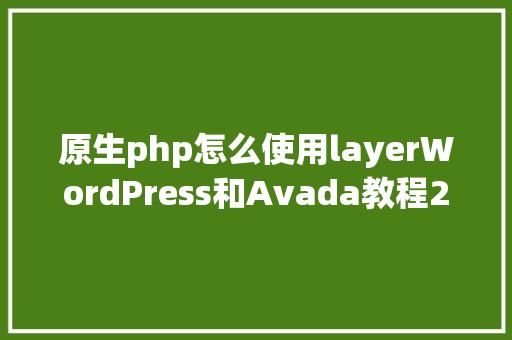 原生php怎么使用layerWordPress和Avada教程2021总结 汗青回想 NoSQL