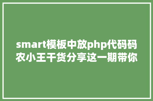 smart模板中放php代码码农小王干货分享这一期带你走进smarty模板引引擎