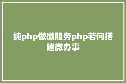 纯php做微服务php若何搭建微办事 Vue.js