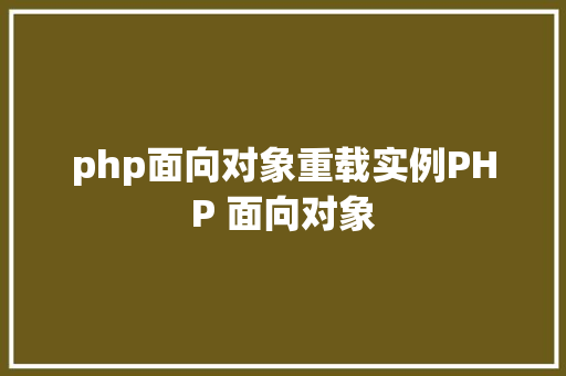 php面向对象重载实例PHP 面向对象 Ruby