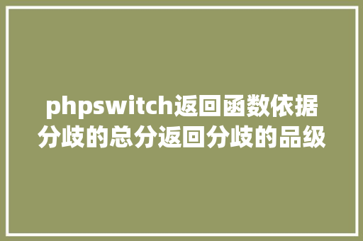 phpswitch返回函数依据分歧的总分返回分歧的品级应用SWITCH函数 Webpack