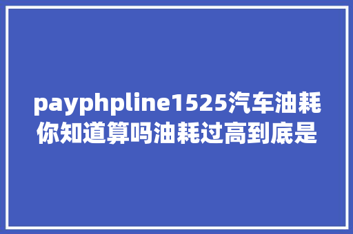 payphpline1525汽车油耗你知道算吗油耗过高到底是哪些身分导致的呢