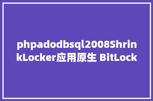 phpadodbsql2008ShrinkLocker应用原生 BitLocker 功效加密并窃取解密密钥 jQuery