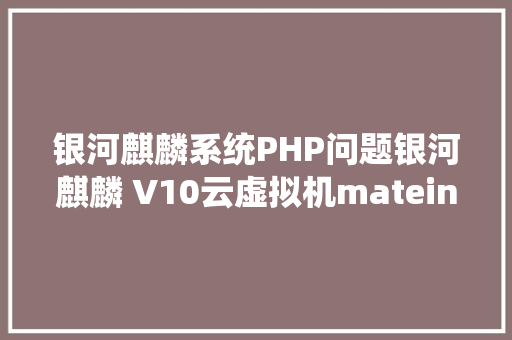 银河麒麟系统PHP问题银河麒麟 V10云虚拟机mateindicators内核占用过高问题处置 HTML