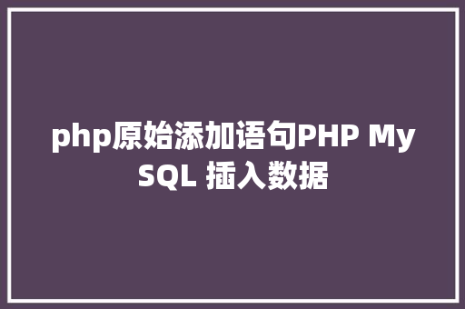 php原始添加语句PHP MySQL 插入数据 CSS