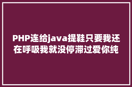 PHP连给java提鞋只要我还在呼吸我就没停滞过爱你纯爱小说推举不要错过