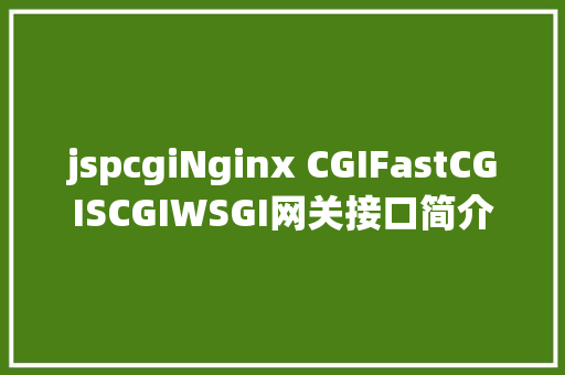 jspcgiNginx CGIFastCGISCGIWSGI网关接口简介