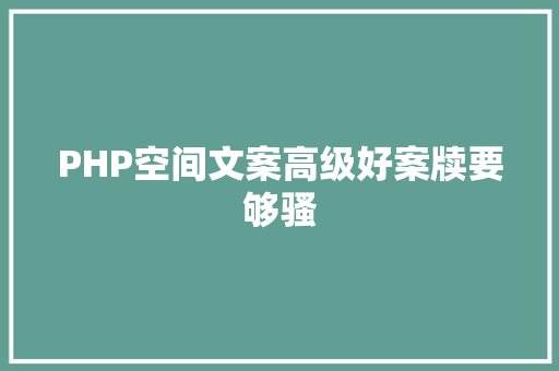 PHP空间文案高级好案牍要够骚