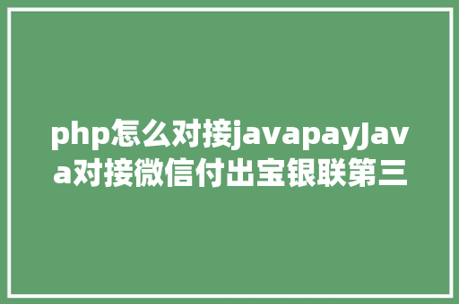 php怎么对接javapayJava对接微信付出宝银联第三方付出 PHP