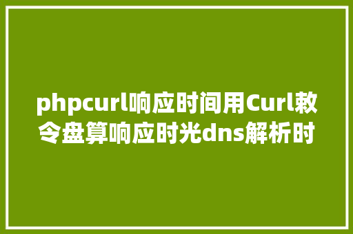 phpcurl响应时间用Curl敕令盘算响应时光dns解析时光响应时光传输时光