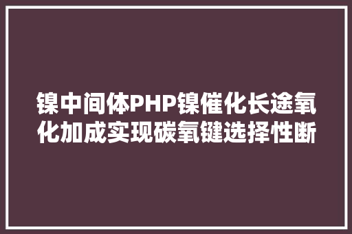 镍中间体PHP镍催化长途氧化加成实现碳氧键选择性断裂和环氧树脂降解