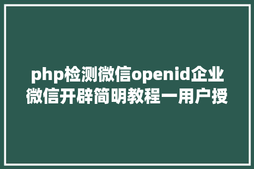 php检测微信openid企业微信开辟简明教程一用户授权 SQL