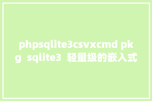 phpsqlite3csvxcmd pkg  sqlite3  轻量级的嵌入式关系型数据库治理体系 Angular