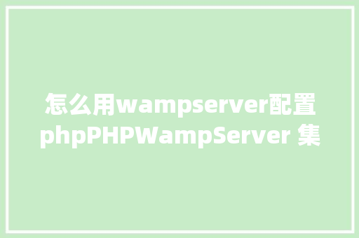 怎么用wampserver配置phpPHPWampServer 集成情况安装与设置装备摆设 PHP