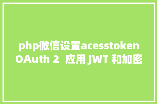 php微信设置acesstokenOAuth 2  应用 JWT 和加密签名 Vue.js