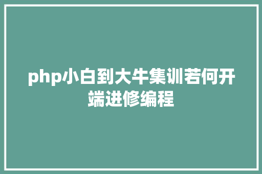 php小白到大牛集训若何开端进修编程 HTML