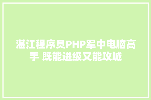 湛江程序员PHP军中电脑高手 既能进级又能攻城