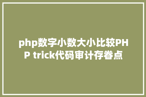 php数字小数大小比较PHP trick代码审计存眷点 React