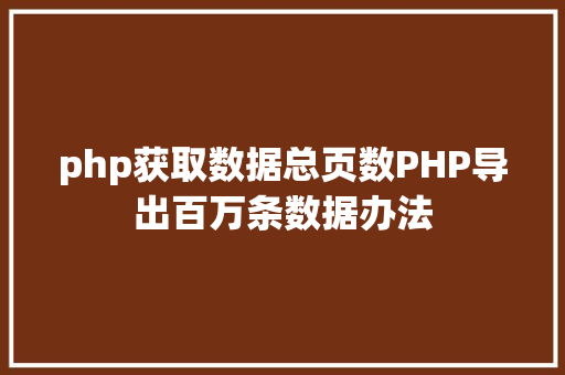 php获取数据总页数PHP导出百万条数据办法 Vue.js