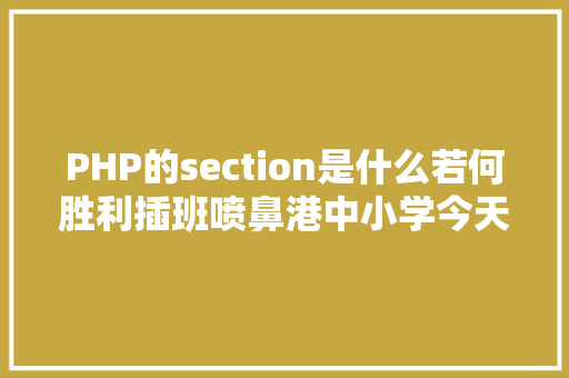 PHP的section是什么若何胜利插班喷鼻港中小学今天的内容很主要哦 React