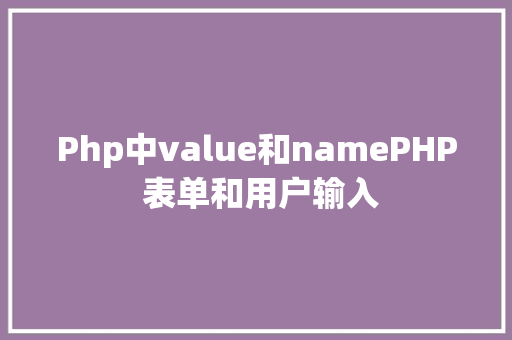 Php中value和namePHP 表单和用户输入 RESTful API