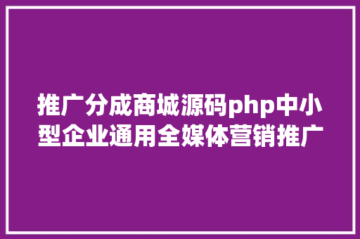 推广分成商城源码php中小型企业通用全媒体营销推广计划