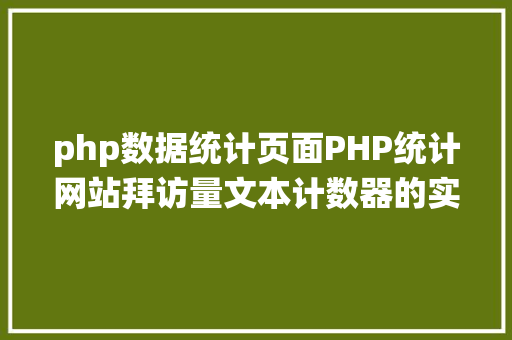 php数据统计页面PHP统计网站拜访量文本计数器的实现办法图文视频 Webpack