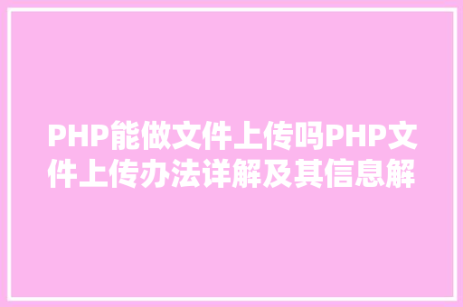 PHP能做文件上传吗PHP文件上传办法详解及其信息解析附视频 Vue.js