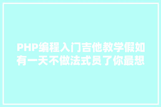 PHP编程入门吉他教学假如有一天不做法式员了你最想做什么 Python