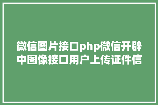 微信图片接口php微信开辟中图像接口用户上传证件信息页面设计 NoSQL