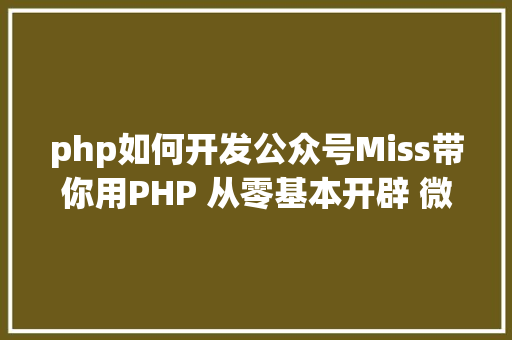 php如何开发公众号Miss带你用PHP 从零基本开辟 微信大众号 Webpack