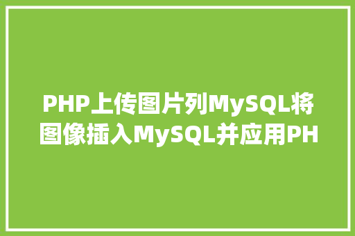 PHP上传图片列MySQL将图像插入MySQL并应用PHP检索图像 RESTful API