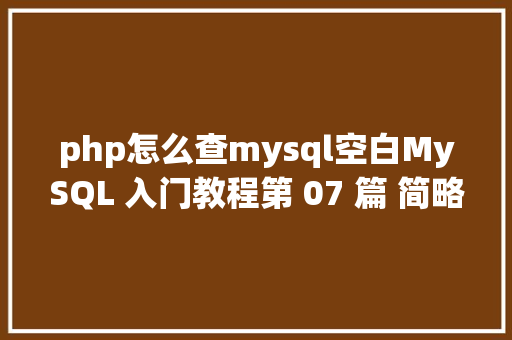 php怎么查mysql空白MySQL 入门教程第 07 篇 简略查询 CSS