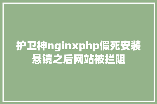 护卫神nginxphp假死安装悬镜之后网站被拦阻