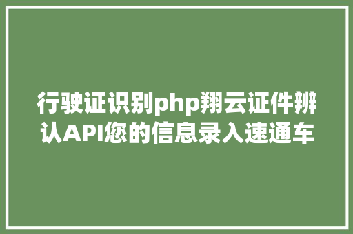 行驶证识别php翔云证件辨认API您的信息录入速通车