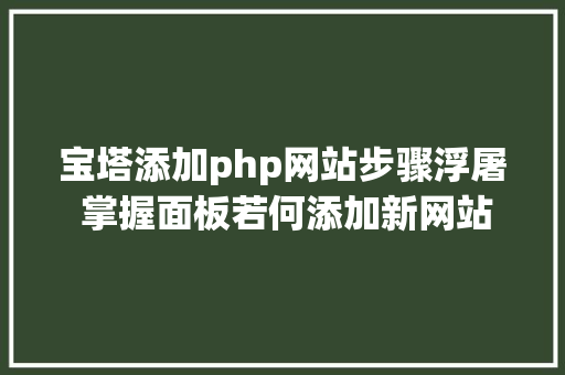 宝塔添加php网站步骤浮屠 掌握面板若何添加新网站 CSS