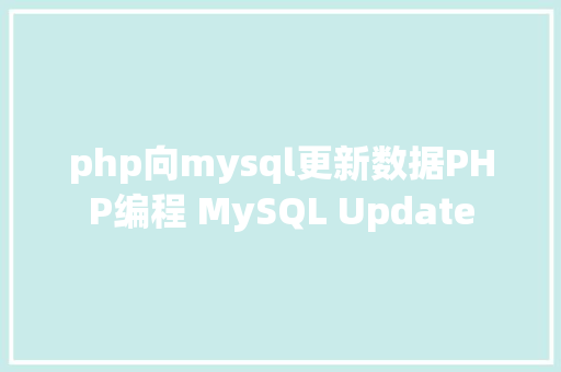 php向mysql更新数据PHP编程 MySQL Update Webpack