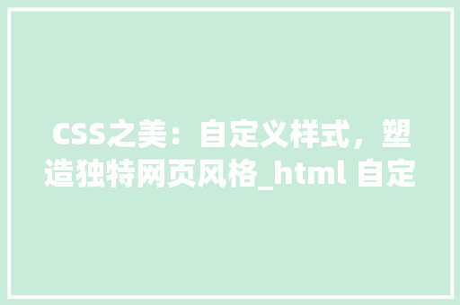 CSS之美：自定义样式，塑造独特网页风格_html 自定义css HTML