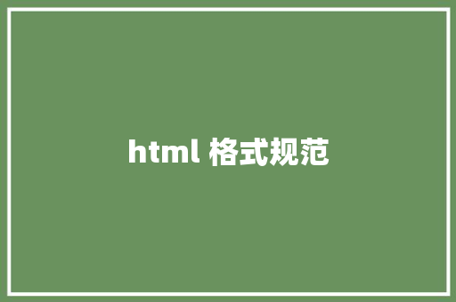 html 格式规范 HTML