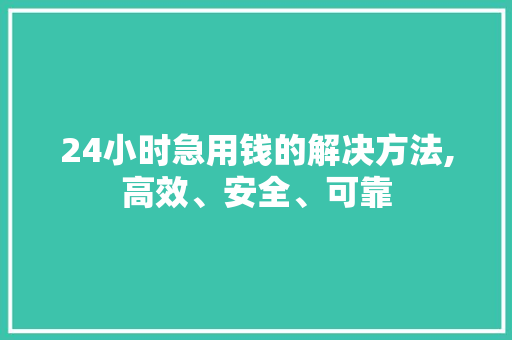 24小时急用钱的解决方法,高效、安全、可靠