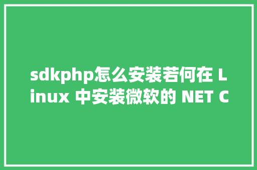 sdkphp怎么安装若何在 Linux 中安装微软的 NET Core SDK