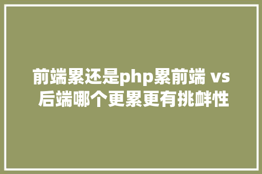 前端累还是php累前端 vs 后端哪个更累更有挑衅性 Webpack