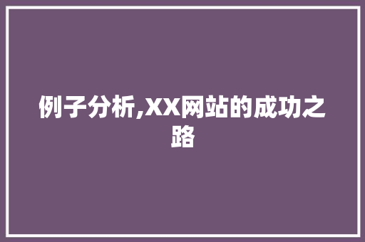 例子分析,XX网站的成功之路 Angular